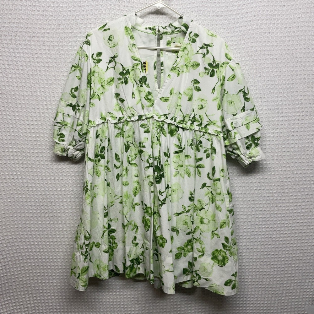 NEW Anthropologie Maeve‎ S Oversized Green Floral Tunic Dress Baby Doll - Picture 4 of 8
